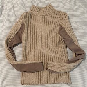 Women's Ribbed Turtleneck Sweater - Tan